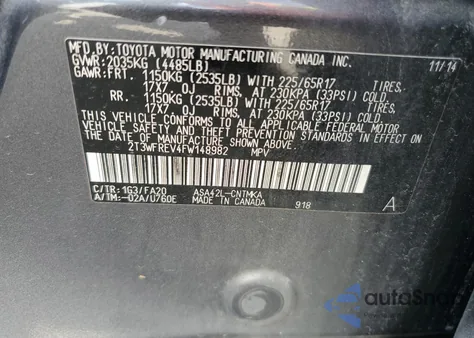 2015 Toyota Rav4 Xle z USA, uszkodzony, nr VIN 2T3WFREV4FW148982